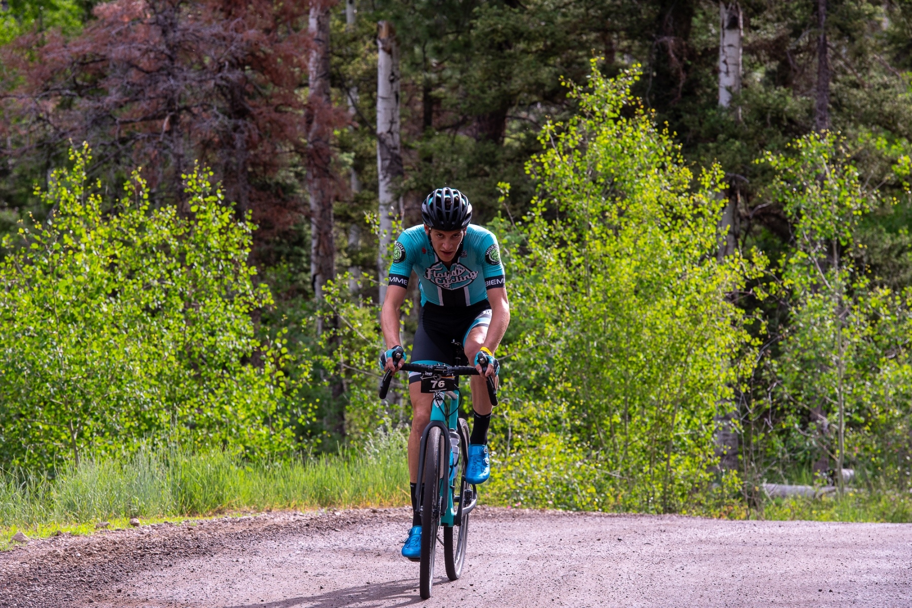 Noah Granigan (Floyd's Pro Cycling) on the early climb. Photo: Steven L. Sheffield