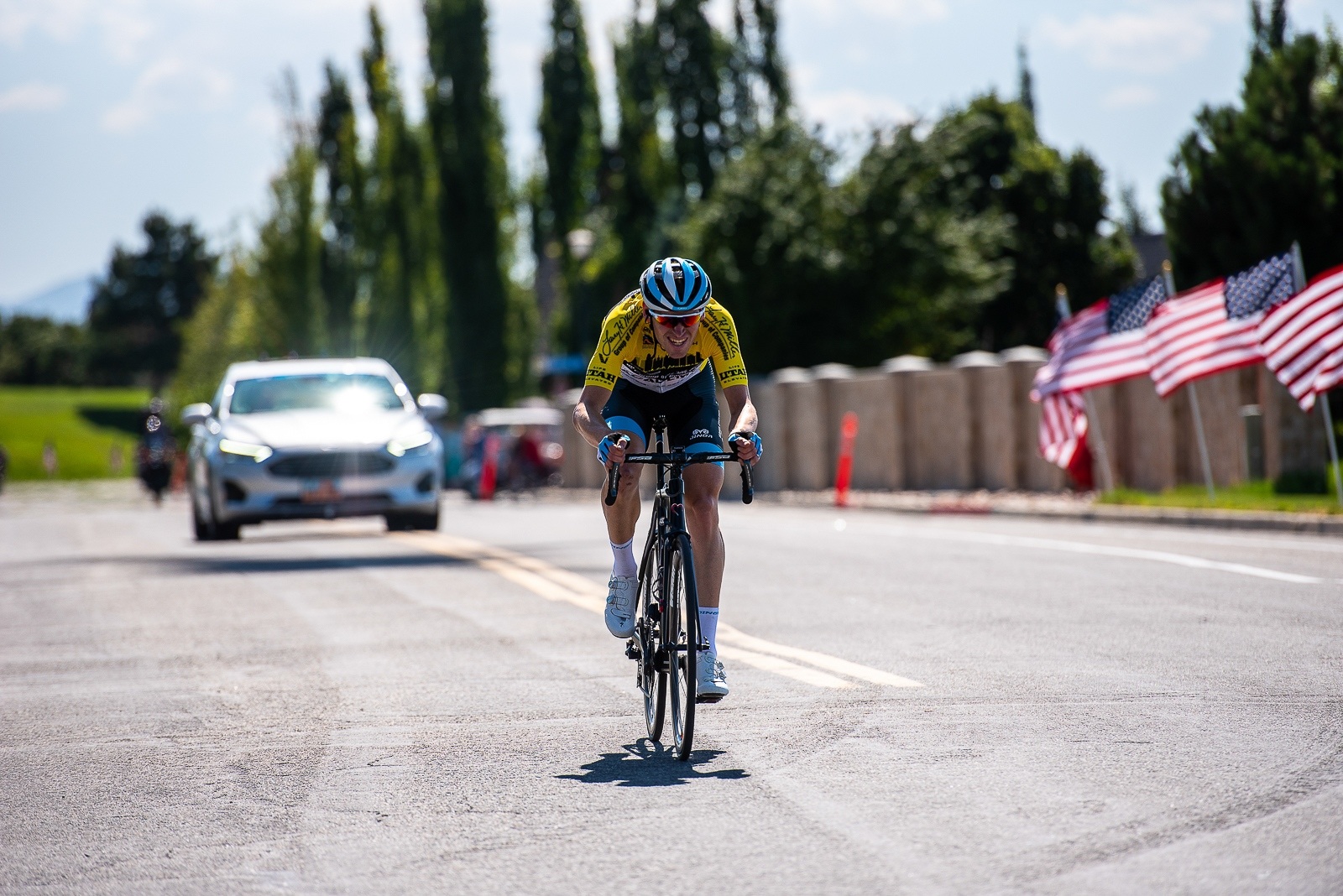 Ben Hermans (Israel Cycling Academy) attacks on the final climb of Eagle Ridge to take his second consecutive stage win. Stage 3, 2019 Tour of Utah. Photo by Steven L. Sheffield