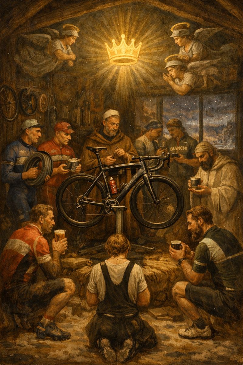 A Bicycle Nativity (with apologies to Leonardo da Vinci).<br>Image generated by ChatGPT with a very long, very spe